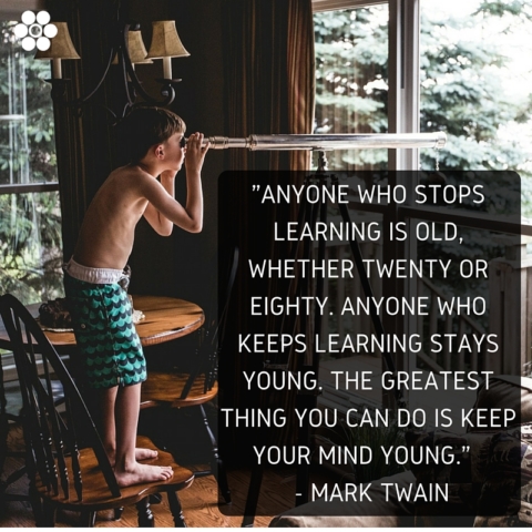 inspiration, quote pic, mark twain, anyone who stops learning is old
